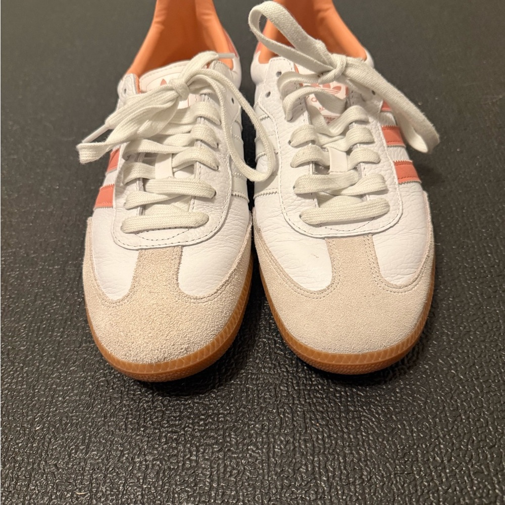 Adidas White and Peach Sneakers